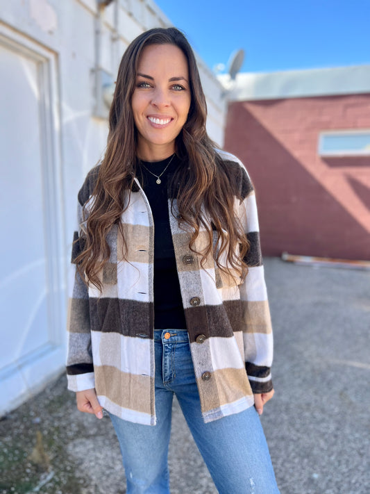 Taupe Plaid Jacket